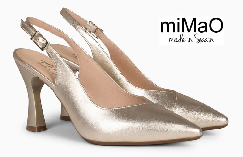 Zapatos de vestir dorados de tacón fino | Mimao