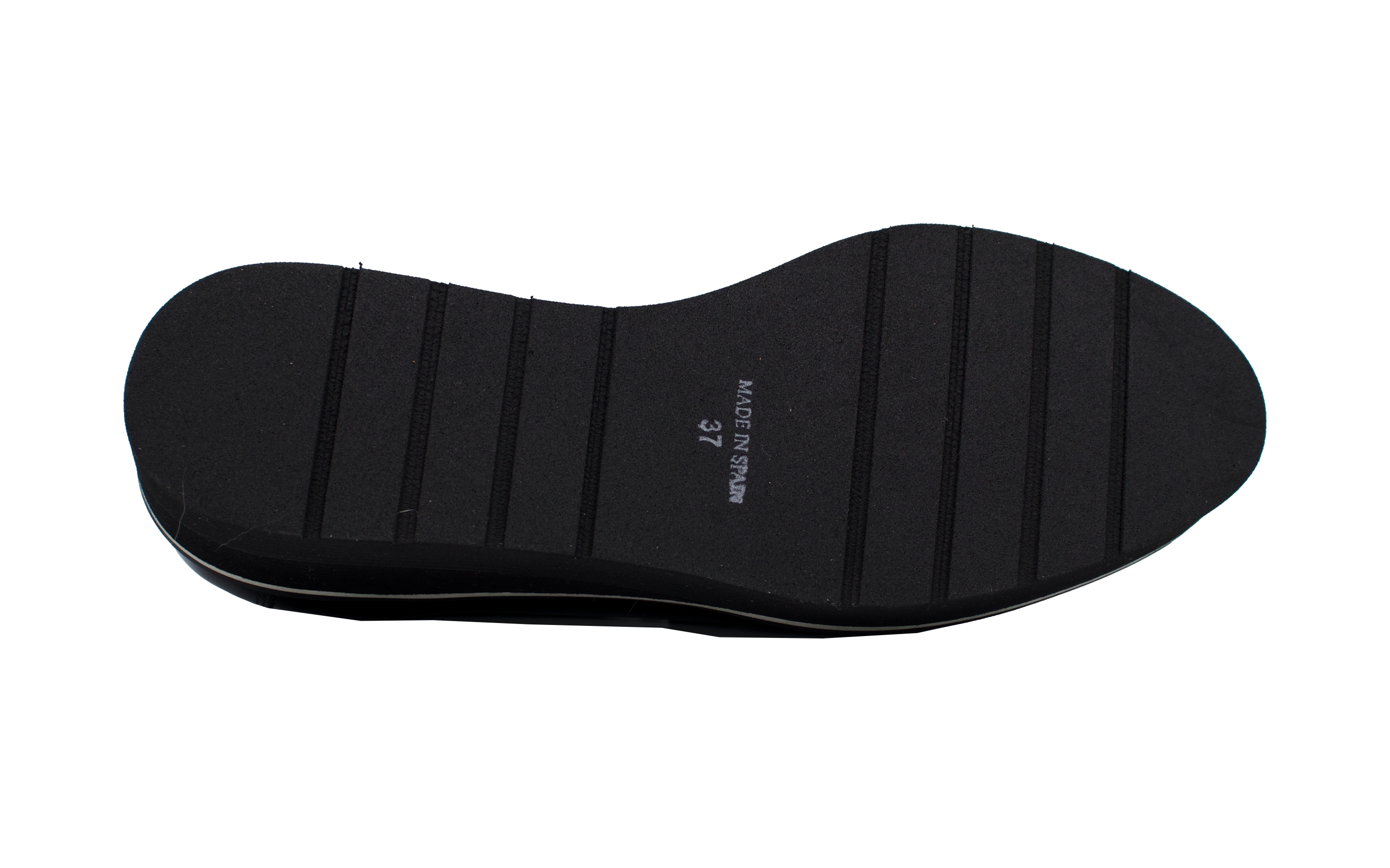 Mocasines de charol negro con el antifaz rojo