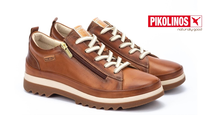 Zapato de cordones y cremallera Pikolinos color cuero
