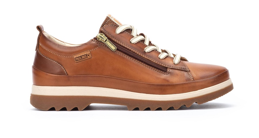 Zapato de cordones y cremallera Pikolinos color cuero