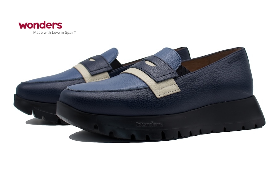 Mocasines sport azul y negro Wonders