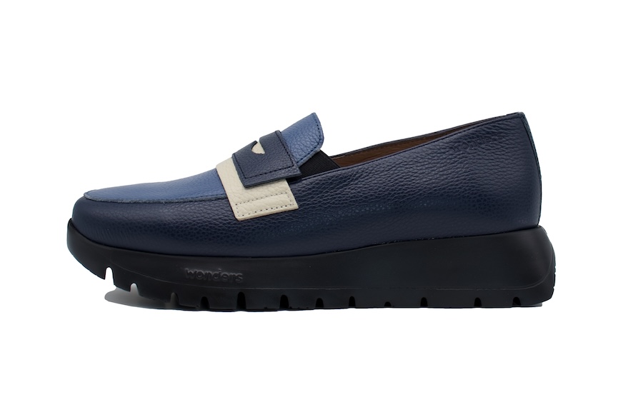Mocasines sport azul y negro Wonders