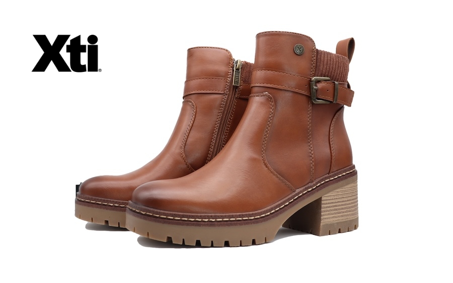 Botines Xti color camel de tacón ancho