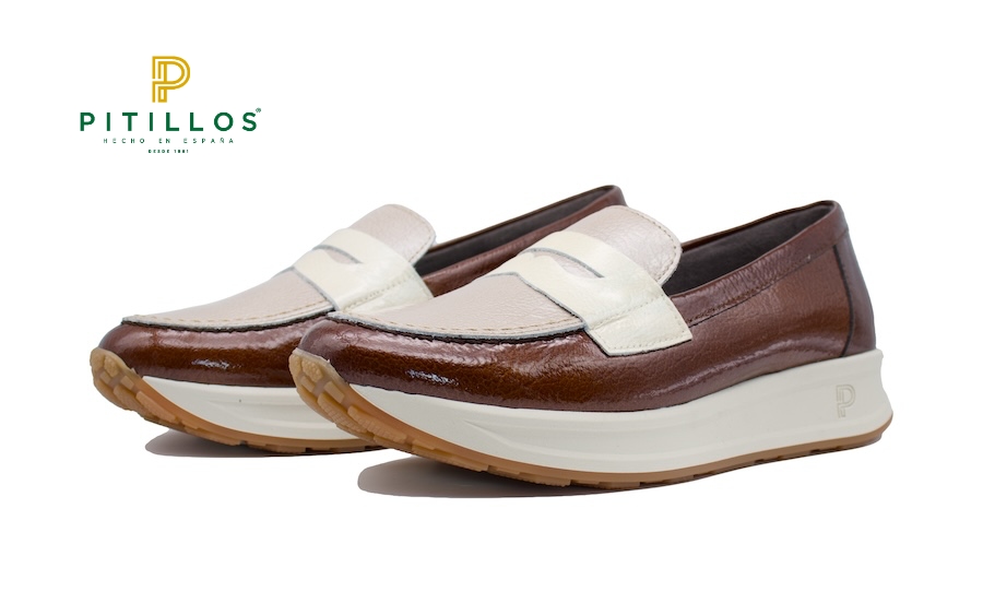 Mocasines sport Pitillos color nata y caramelo