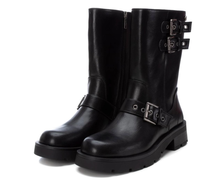 Botines moteros de caña alta con hebillas