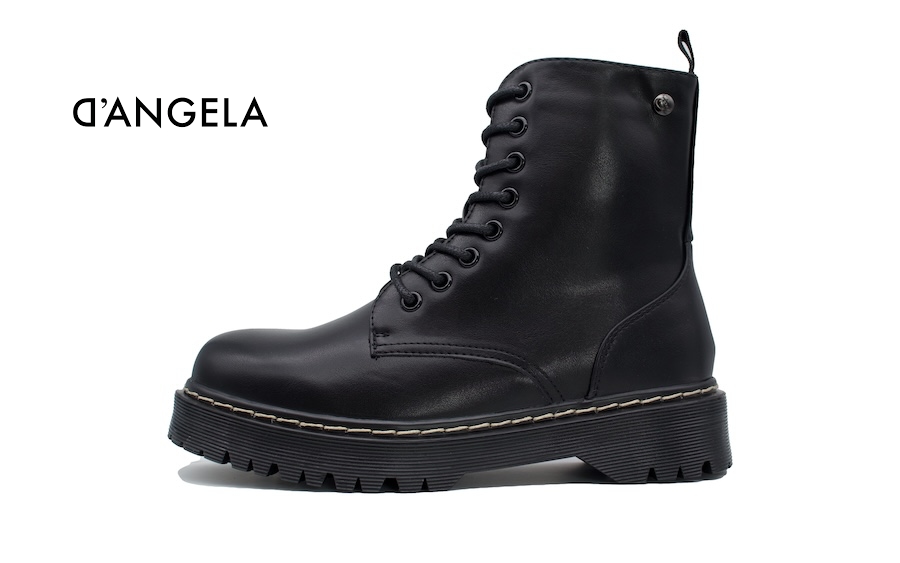 Bota militar negra con cremallera