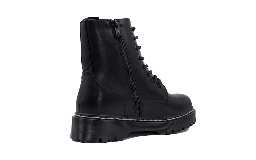 Bota militar negra con cremallera
