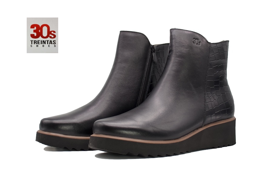 Botines piel labrada piso ligero