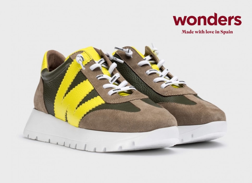 Deportivas Wonders amarillo y alga