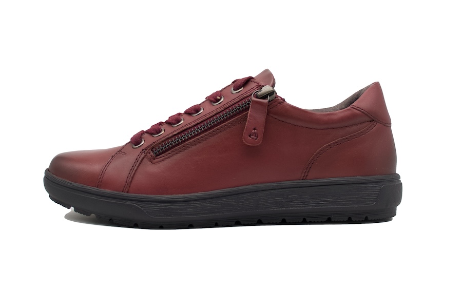 Zapatos de piel color burdeos con cordones y cremalleras