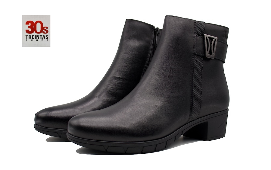 Botín negro vestido tacón bajo