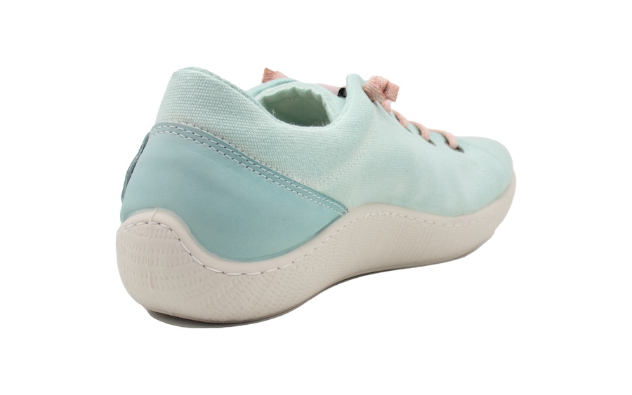 Zapatilla Barefoot de color verde menta con cordones elásticos 