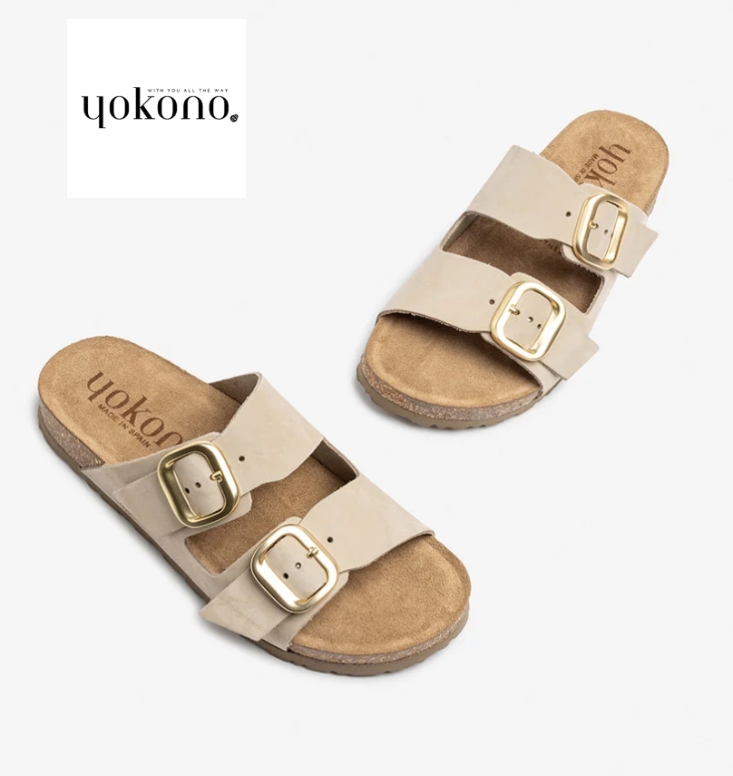 Sandalias de dos hebillas color beis | Yokono