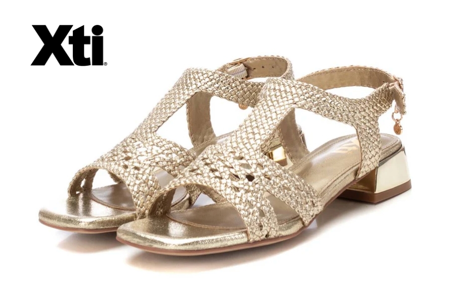 Sandalias de vestir tacón bajo color oro - Xti