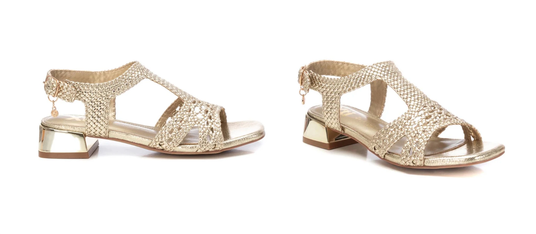 Sandalias de vestir tacón bajo color oro - Xti