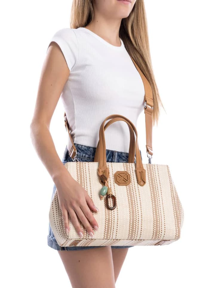Bolso rafiado de mano con correa para bandolera