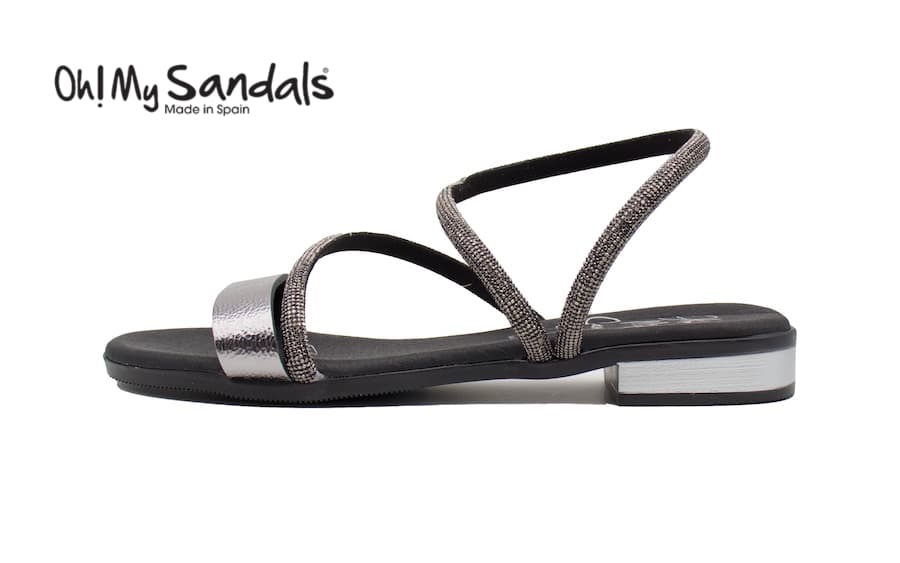 Sandalias con brillantes de altura plana para vestir