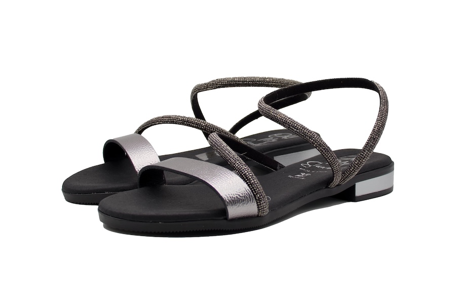 Sandalias con brillantes de altura plana para vestir