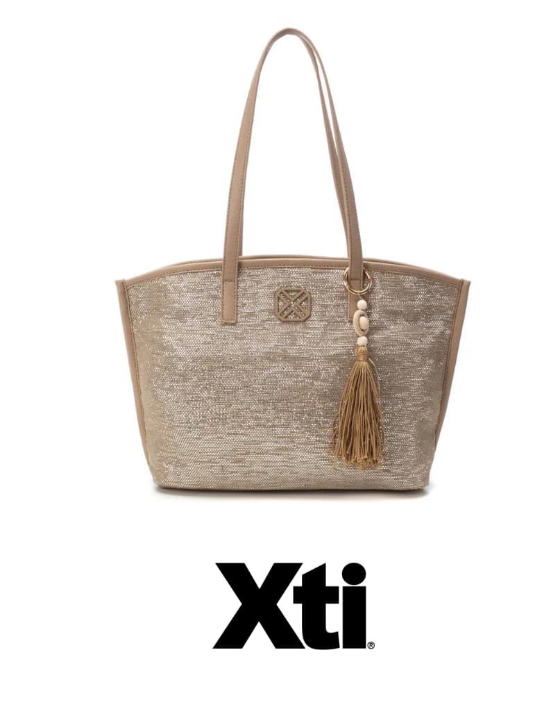 Bolso estilo shopping de rafia metalizada - Xti