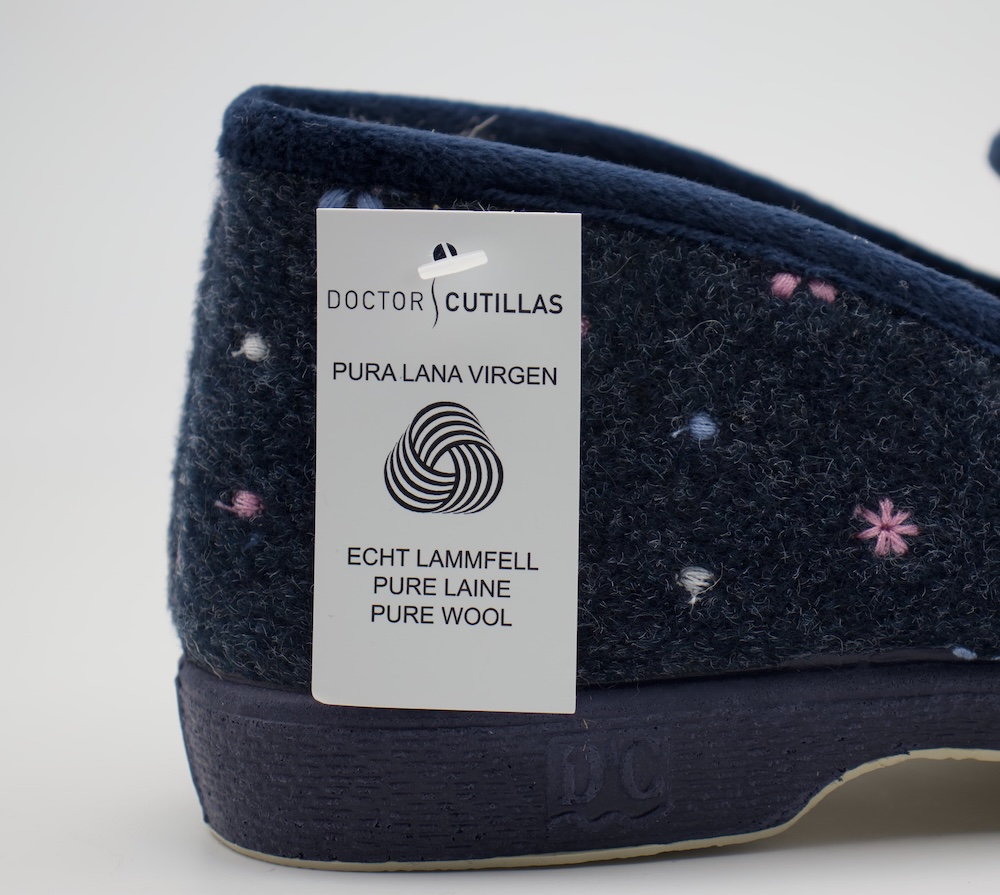 Zapatillas Doctor Cutillas Pura Lana Virgen | Bordado Floral
