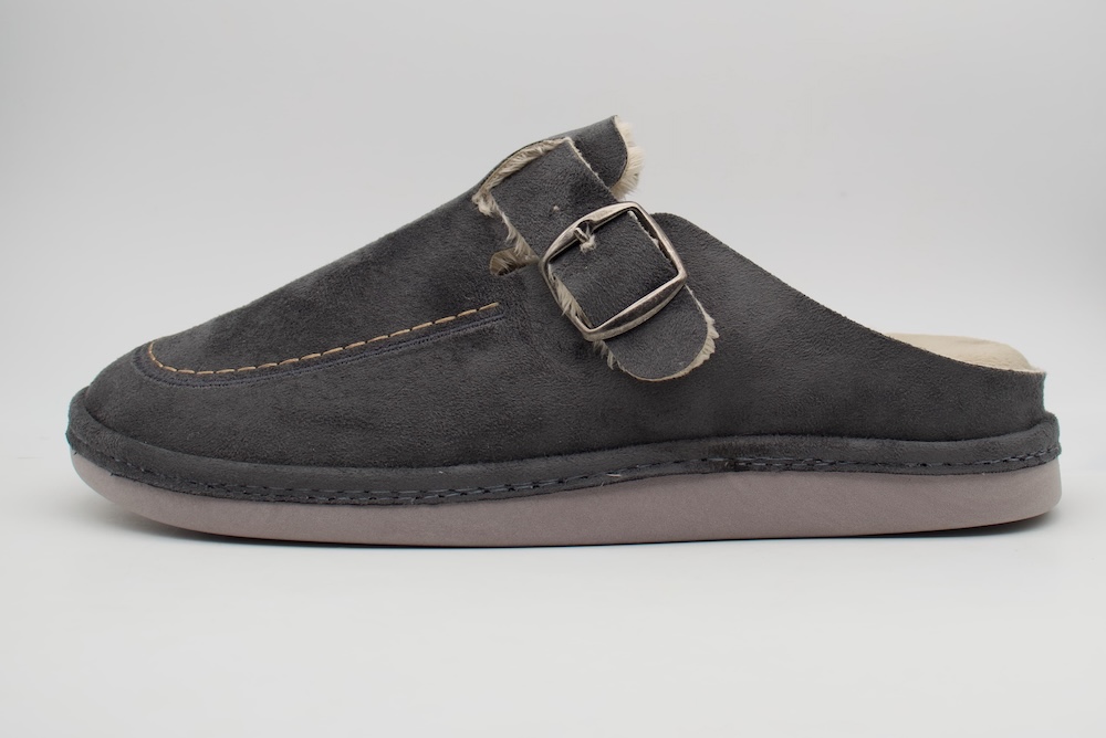 Zapatillas de Casa Salvi Confort Antracita para Hombre | Zueco de Invierno con Hebilla y Forro Térmico