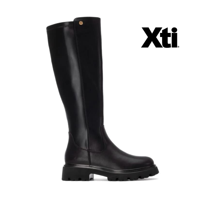 Botas Altas Negras Xti Veganas Certificado PETA | Suela Track Gruesa de Tendencia