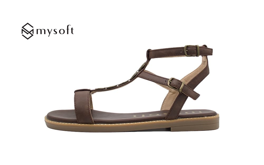 Sandalias Romanas Mysoft con Detalles Étnicos y Doble Ajuste – Marrón Tierra