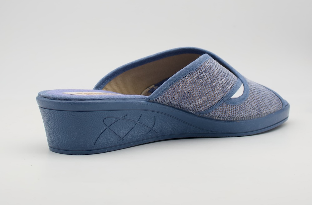 Zapatillas de Casa KOKIS para Mujer | Sandalia con Cuña y Tiras Cruzadas | Azul Denim