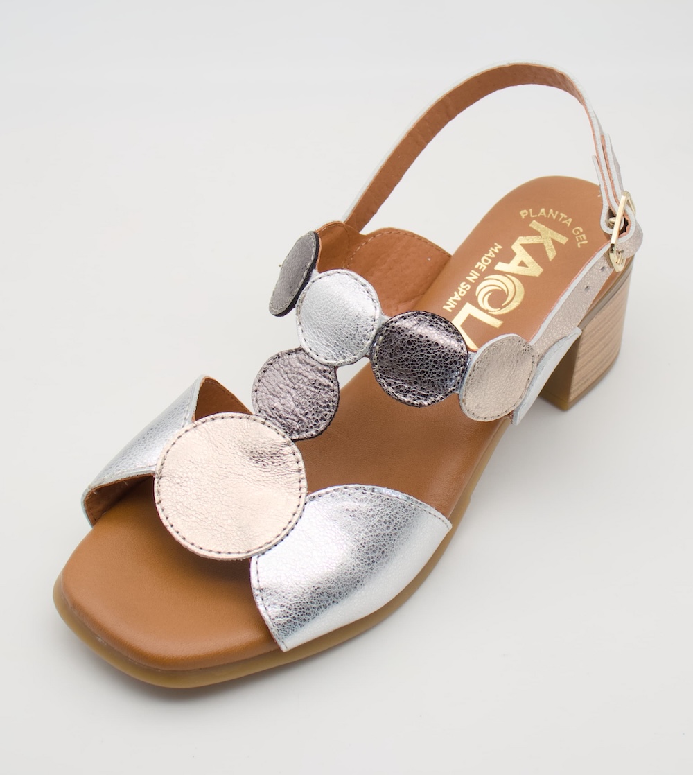 Sandalias de Fiesta Kaola con Círculos Metalizados y Planta de Gel | Hecho en España
