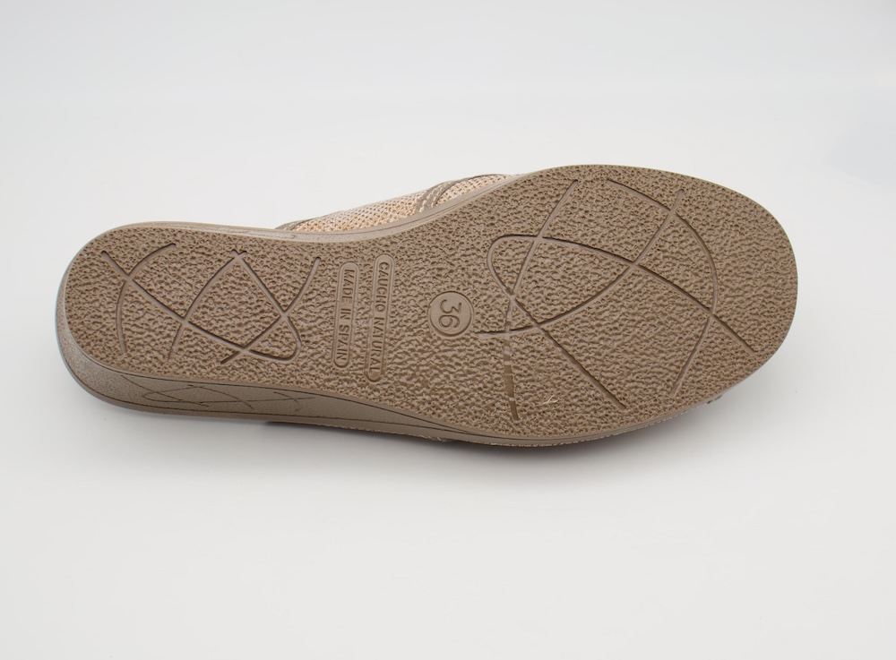 Zapatilla de Casa para Mujer con Cuña taupe metalizado