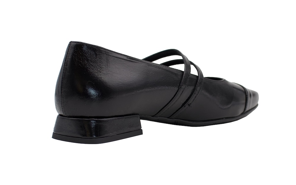 Merceditas de doble correa charol negro
