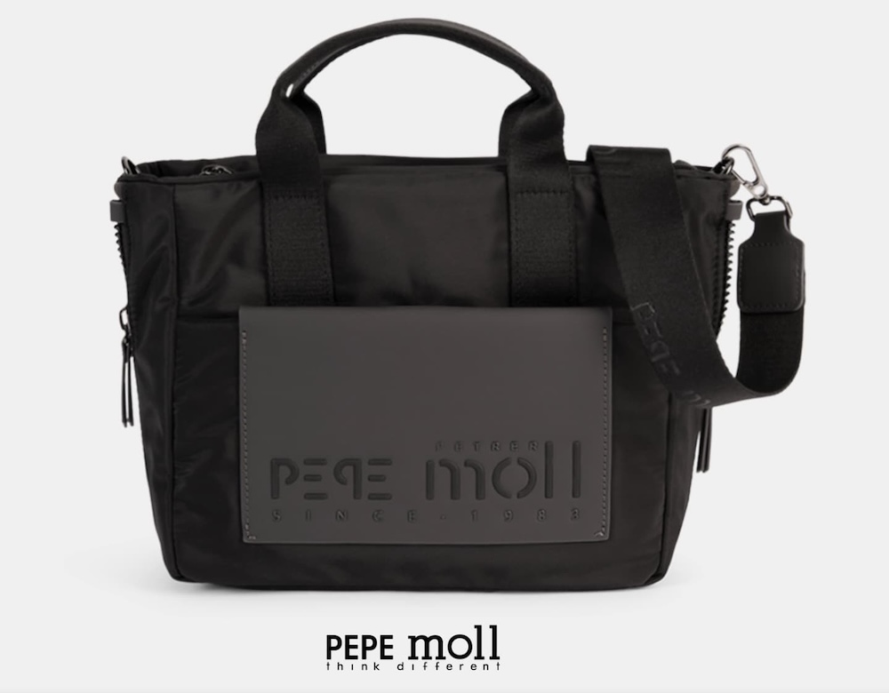 Bolso PEPE MOLL Negro Convertible - Bandolera y Mano Nylon Casual