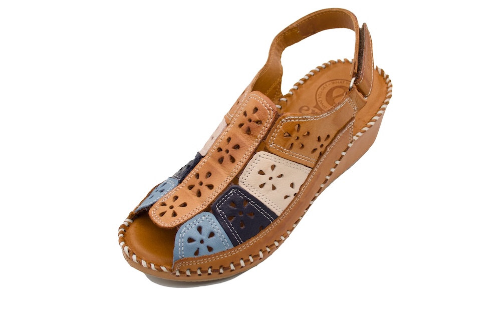 Sandalias de Piel con Cuña para Mujer - Modelo Erase Multi-Tan | Comodidad Artesanal
