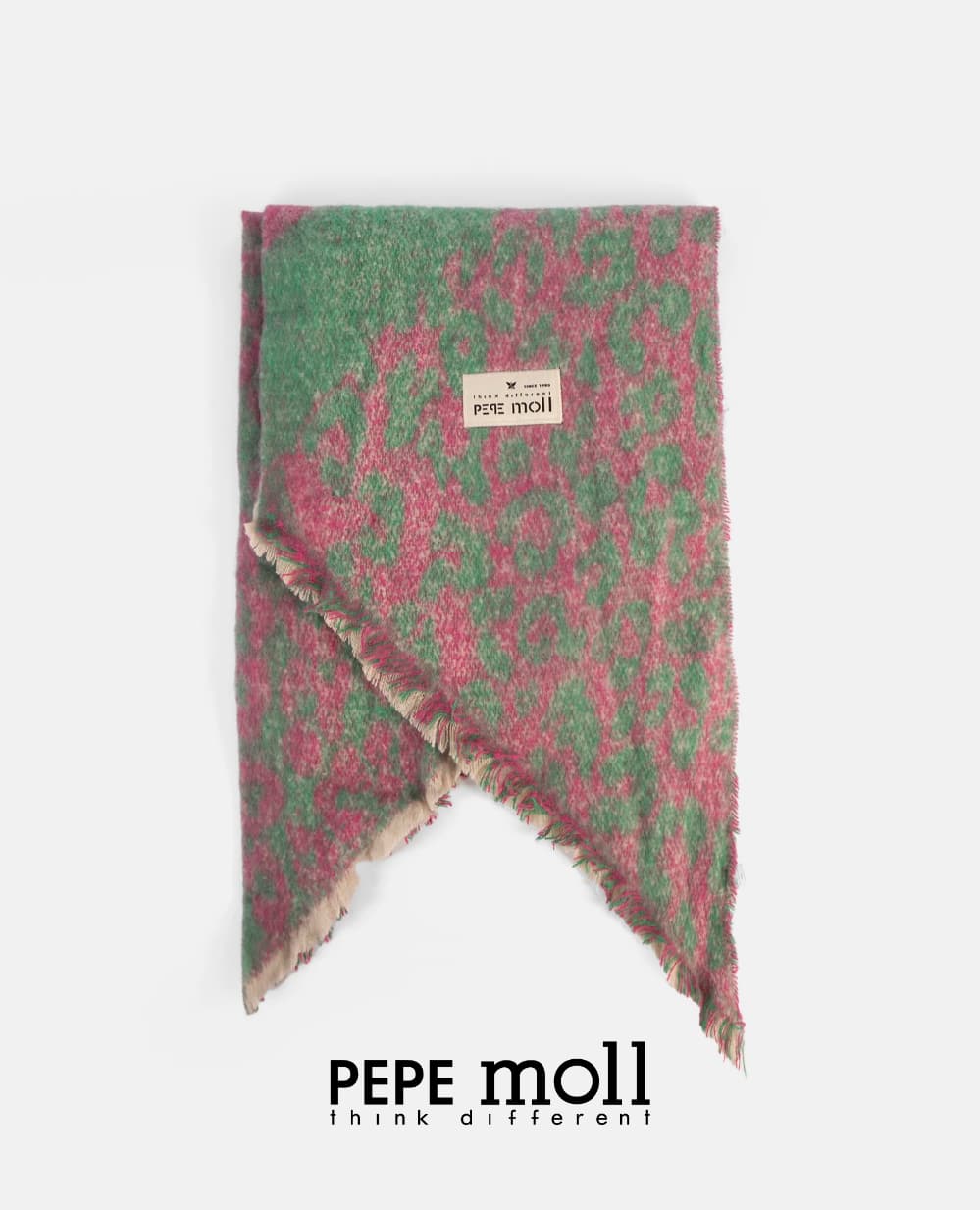 Maxi Bufanda de Tweed Rosa y Verde con Flecos | Estilo Moda Coreana/Escocesa