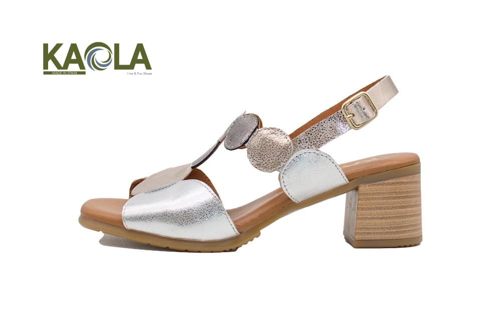 Sandalias de Fiesta Kaola con Círculos Metalizados y Planta de Gel | Hecho en España