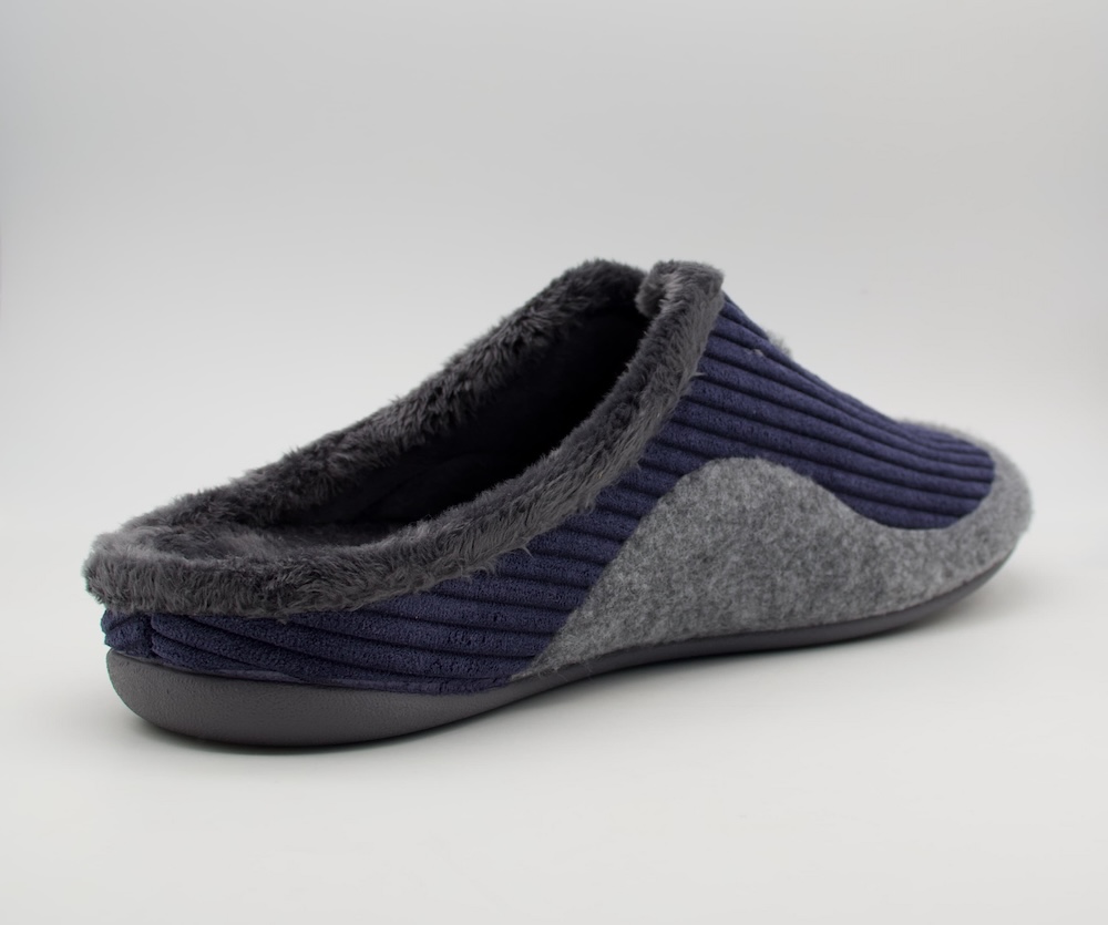 Zapatillas de Casa para Hombre Garzón – Azul y Gris con Forro de Pelo