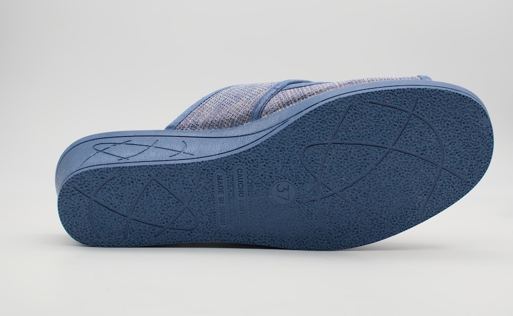 Zapatillas de Casa KOKIS para Mujer | Sandalia con Cuña y Tiras Cruzadas | Azul Denim