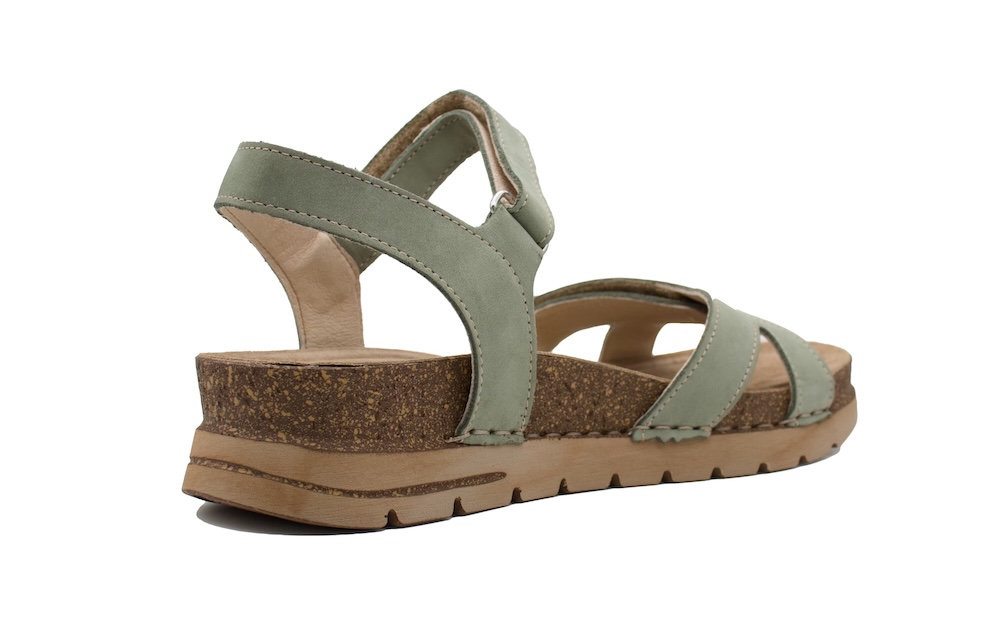 Sandalias de Piel Verde Menta Walk & Fly – Calzado Bio con Cuña Confort para Mujer
