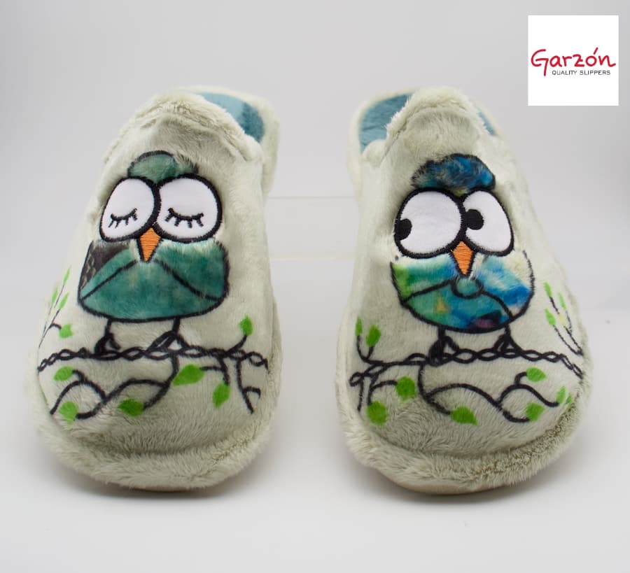 Zapatillas Garzón especial parqué - Dos búhos verdes