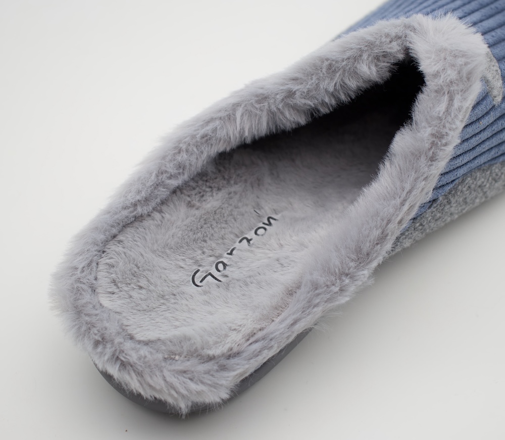 Zapatillas de Casa Garzón Pana Azul | Peluche Cálido