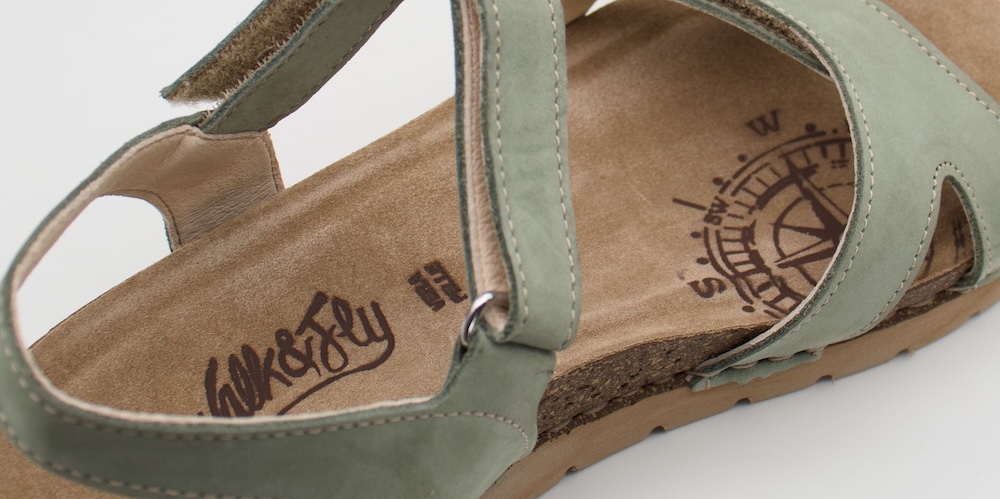 Sandalias de Piel Verde Menta Walk & Fly – Calzado Bio con Cuña Confort para Mujer
