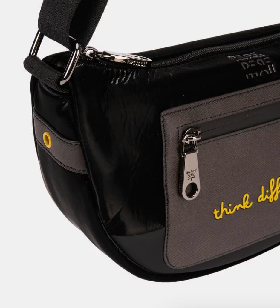 Bolso Bandolera Curva Pepe Moll 252441 | Diseño Semiluna Negro y Gris | Think Different