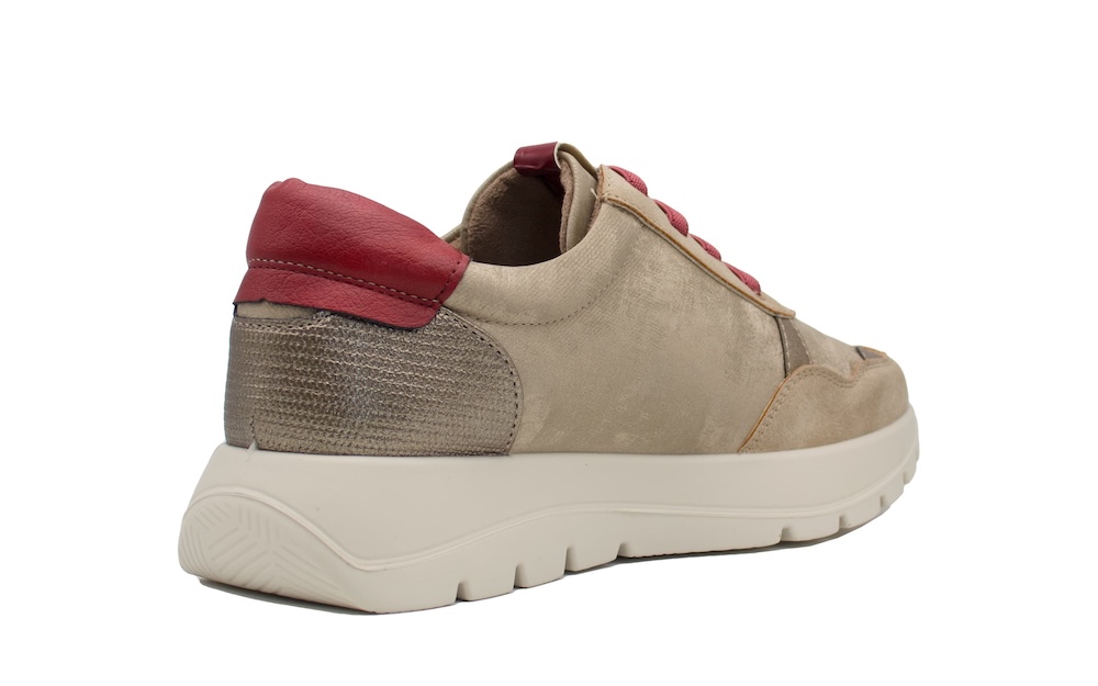 Sneaker Mysoft M622 taupe con burdeos