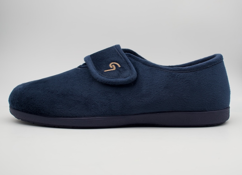 Zapatillas de Casa Garzón para Hombre | Zapatilla Cerrada Azul con Velcro y Suela Flexible