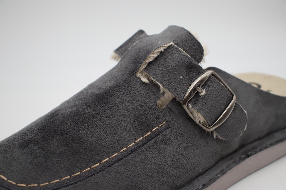 Zapatillas de Casa Salvi Confort Antracita para Hombre | Zueco de Invierno con Hebilla y Forro Térmico