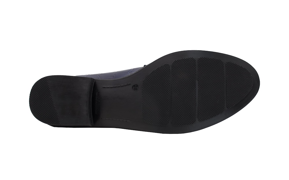 Mocasines de piel azules con antifaz en el empeine