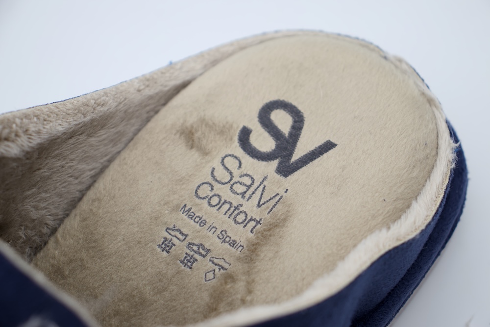 Zapatillas de Casa Salvi para Hombre | Zueco de Invierno Azul Marino con Hebilla