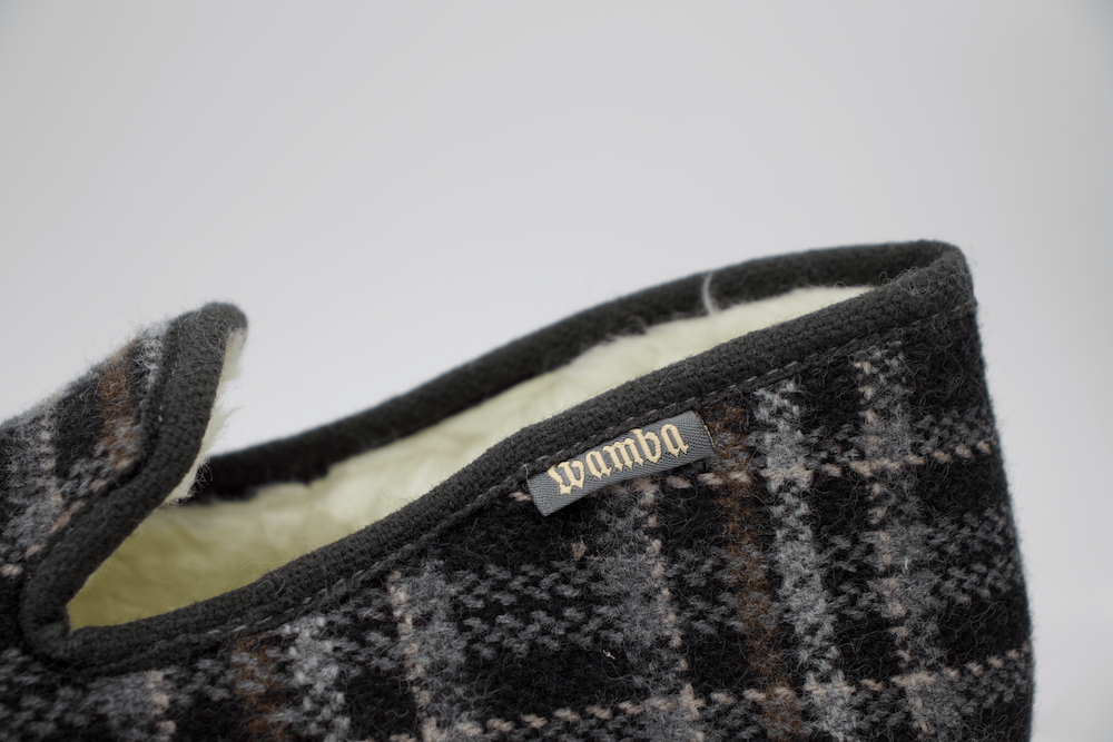 Zapatillas Casa Hombre Wamba Invierno | Cuadros Gris con Forro Térmico