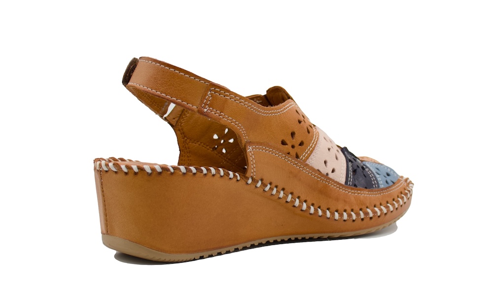 Sandalias de Piel con Cuña para Mujer - Modelo Erase Multi-Tan | Comodidad Artesanal