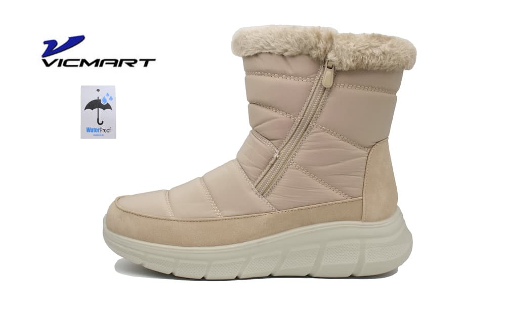Bota de Nieve Mujer Vicmart Beige | Waterproof | Cuña Plataforma